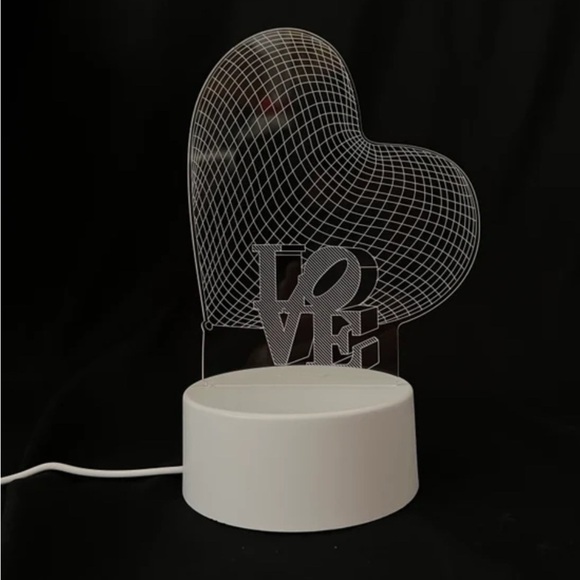 Elegant Heart LED Sculpture with White Base - Picture 1 of 5